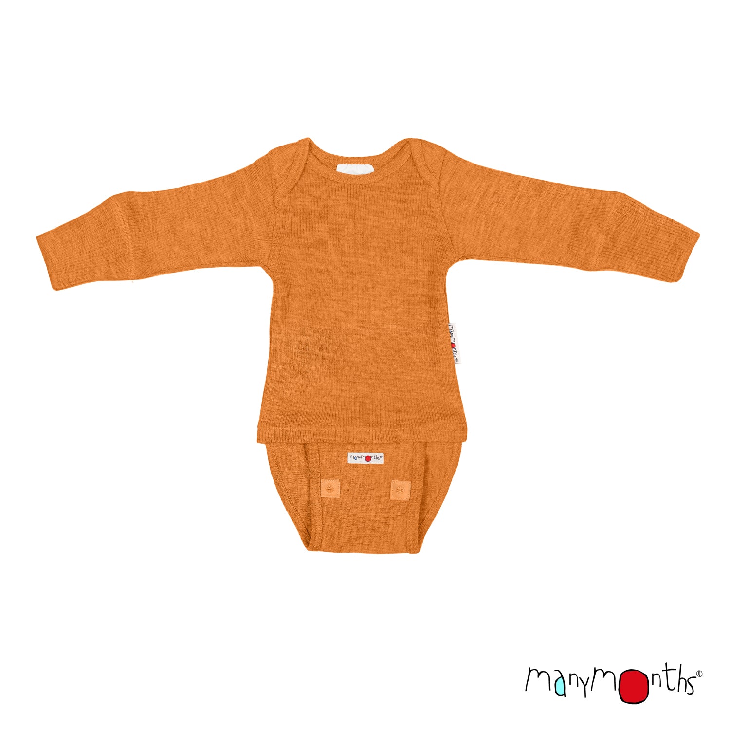 ManyMonths Natural Wollies Body/Shirt Long Sleeve - Tangerine Marmalade